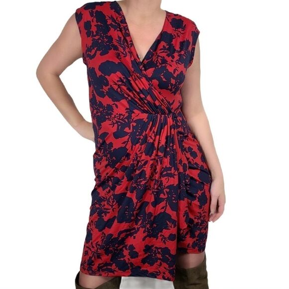 Michael Kors Red and Black Floral Midi Dress - Picture 2 of 10